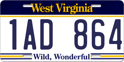 WV license plate 1AD864