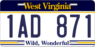 WV license plate 1AD871