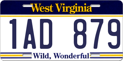 WV license plate 1AD879