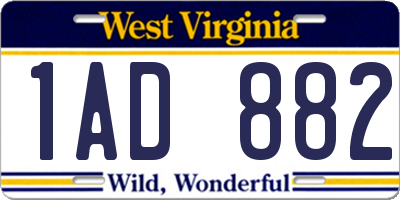 WV license plate 1AD882
