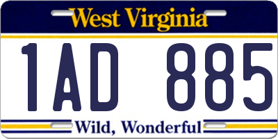 WV license plate 1AD885