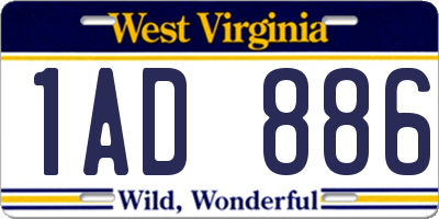 WV license plate 1AD886