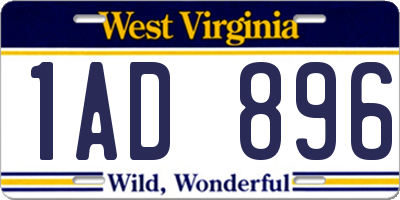 WV license plate 1AD896