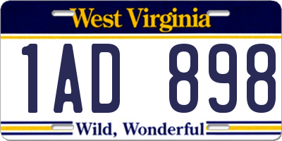 WV license plate 1AD898