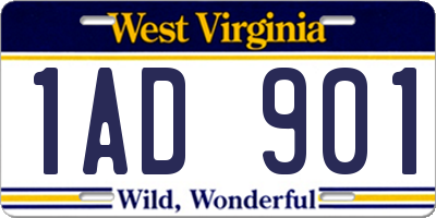 WV license plate 1AD901