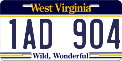 WV license plate 1AD904