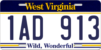 WV license plate 1AD913