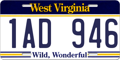 WV license plate 1AD946