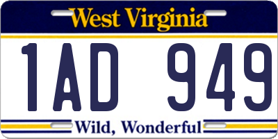 WV license plate 1AD949