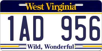 WV license plate 1AD956