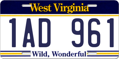 WV license plate 1AD961