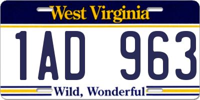 WV license plate 1AD963