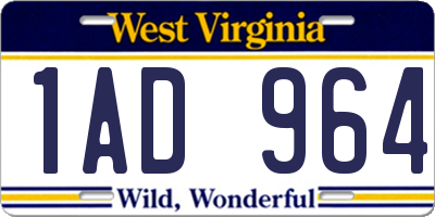 WV license plate 1AD964