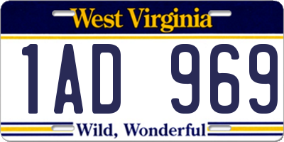 WV license plate 1AD969