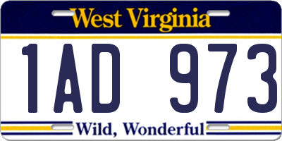 WV license plate 1AD973