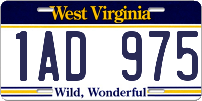 WV license plate 1AD975