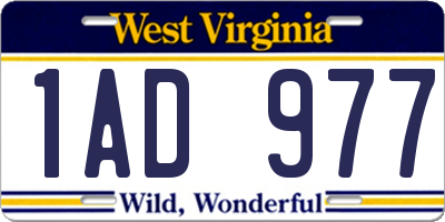 WV license plate 1AD977