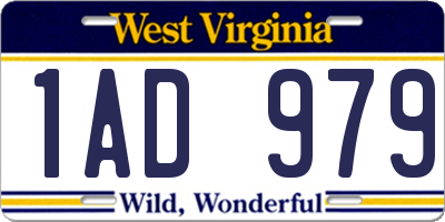 WV license plate 1AD979