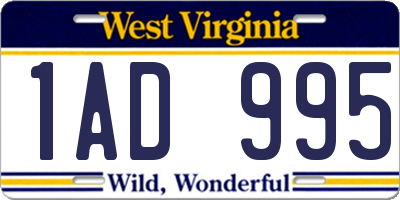 WV license plate 1AD995