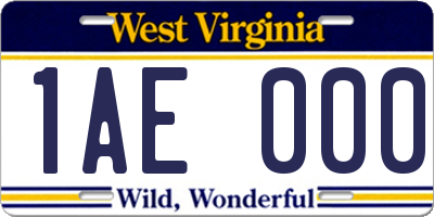 WV license plate 1AE000