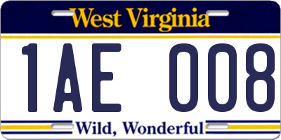 WV license plate 1AE008