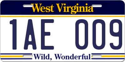 WV license plate 1AE009