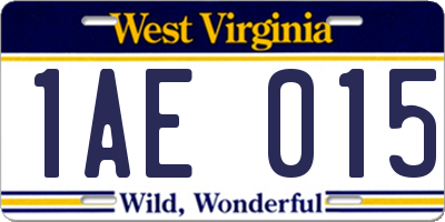 WV license plate 1AE015