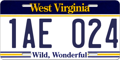 WV license plate 1AE024