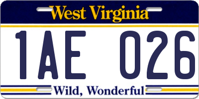 WV license plate 1AE026