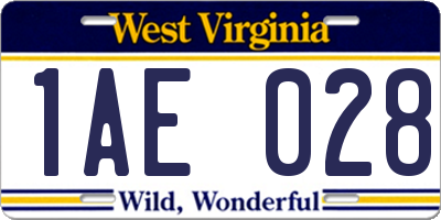 WV license plate 1AE028