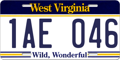 WV license plate 1AE046