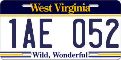 WV license plate 1AE052