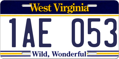 WV license plate 1AE053