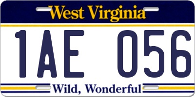 WV license plate 1AE056