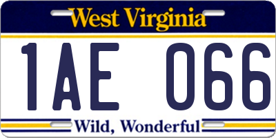 WV license plate 1AE066