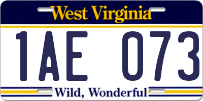 WV license plate 1AE073