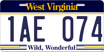 WV license plate 1AE074