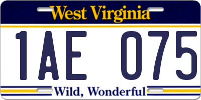 WV license plate 1AE075