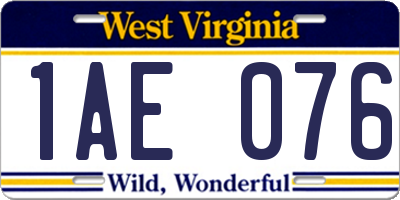 WV license plate 1AE076