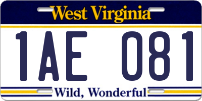 WV license plate 1AE081