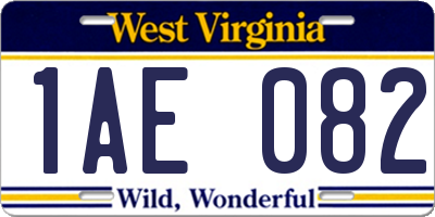 WV license plate 1AE082