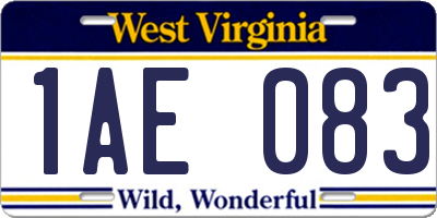 WV license plate 1AE083