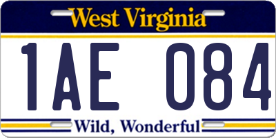 WV license plate 1AE084