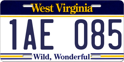 WV license plate 1AE085