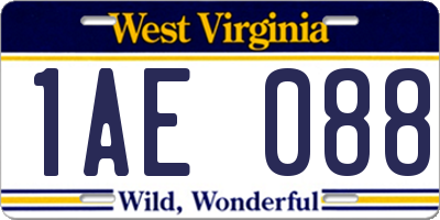 WV license plate 1AE088