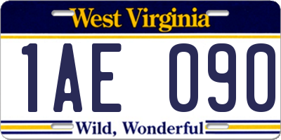 WV license plate 1AE090