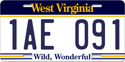 WV license plate 1AE091