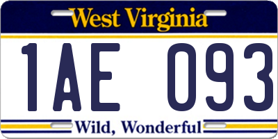 WV license plate 1AE093