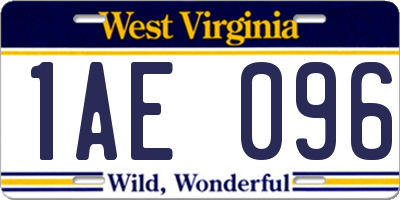 WV license plate 1AE096