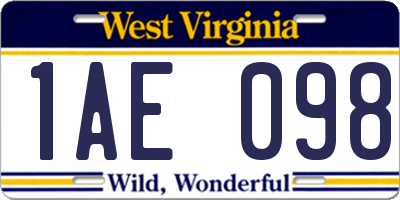WV license plate 1AE098